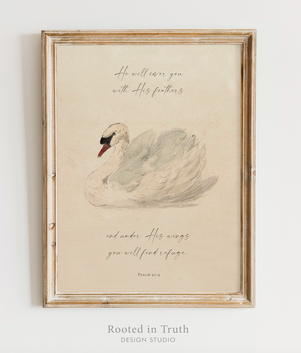 Under His Wings Wall Art Print Christian Decor - Michigan Southern Charm
