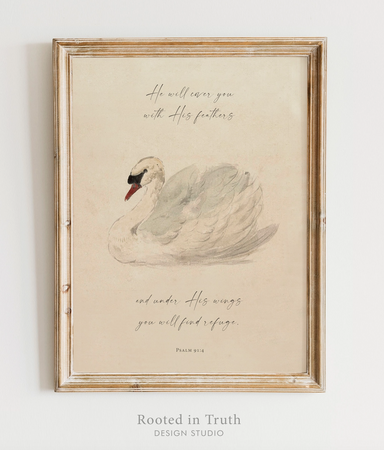 Under His Wings Wall Art Print Christian Decor - Michigan Southern Charm