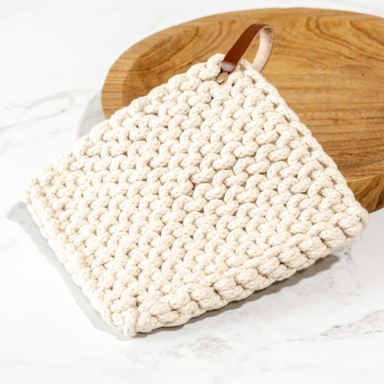 LEATHER STRAP KNIT POT HOLDER - Michigan Southern Charm