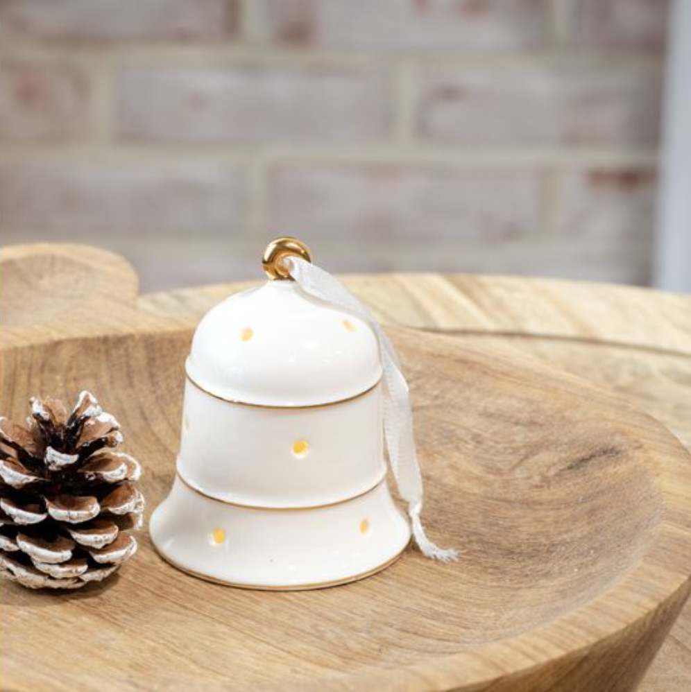 CERAMIC LED BELL ORNAMENT