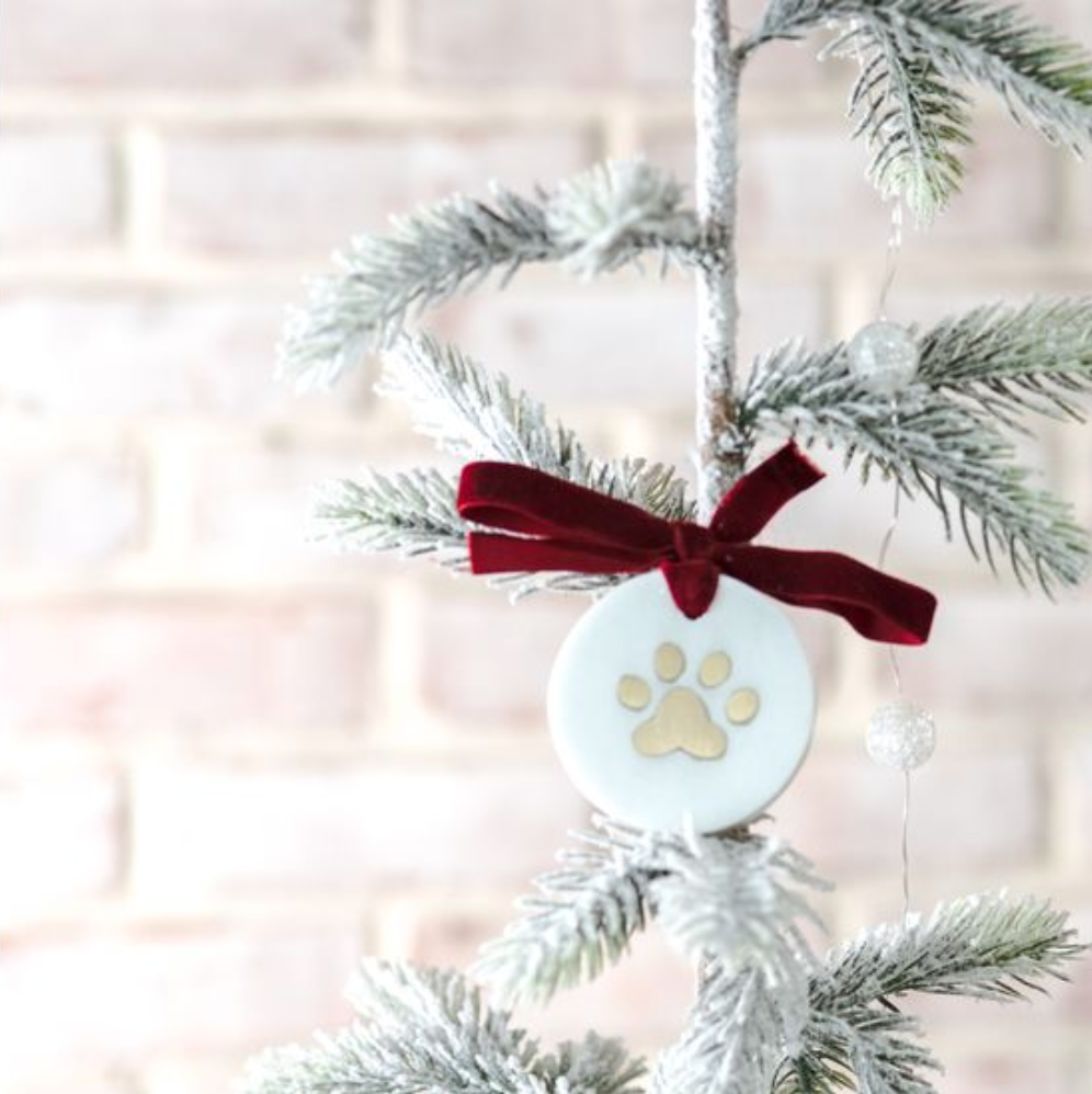 GOLD PAW PRINT MARBLE ORNAMENT