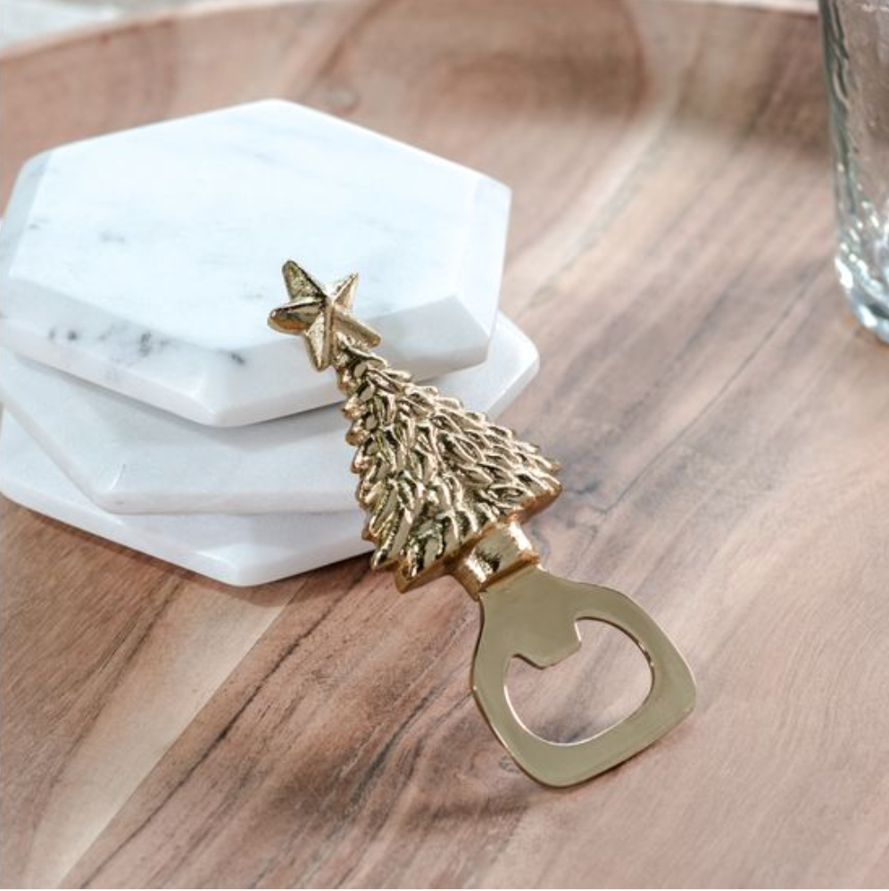 GOLD XMAS TREE BOTTLE OPENER