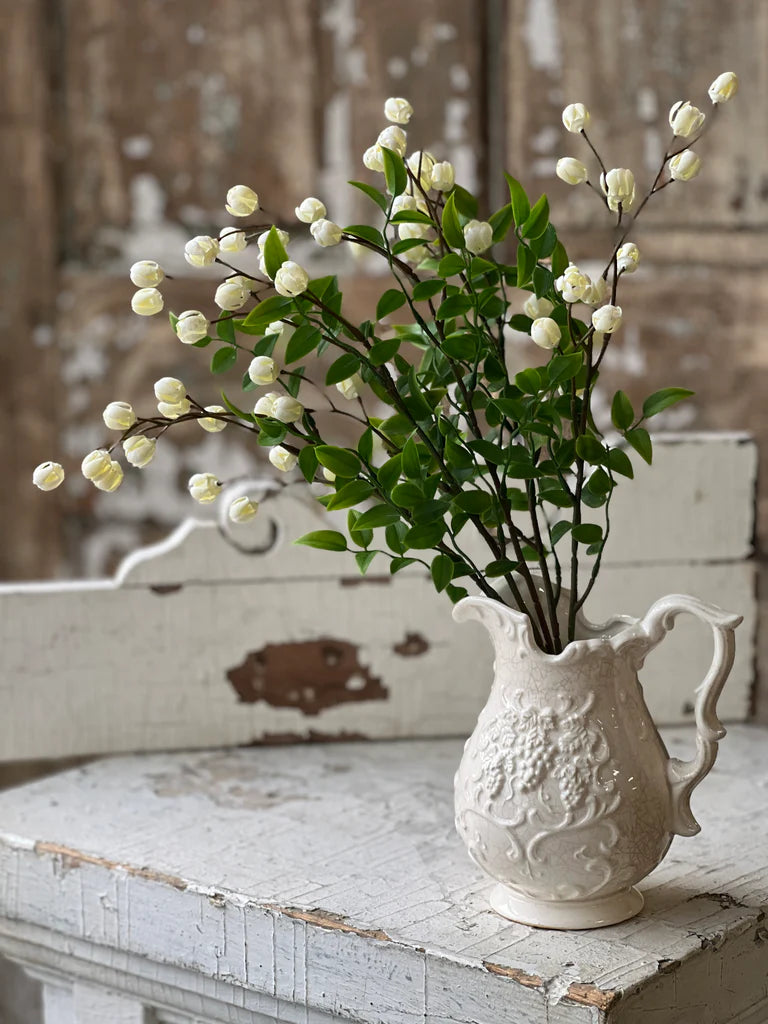 Cream Billows Buds Bush 15.5"