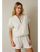V-Neck Short Sleeve Zip Up Top & Bottoms - Michigan Southern Charm