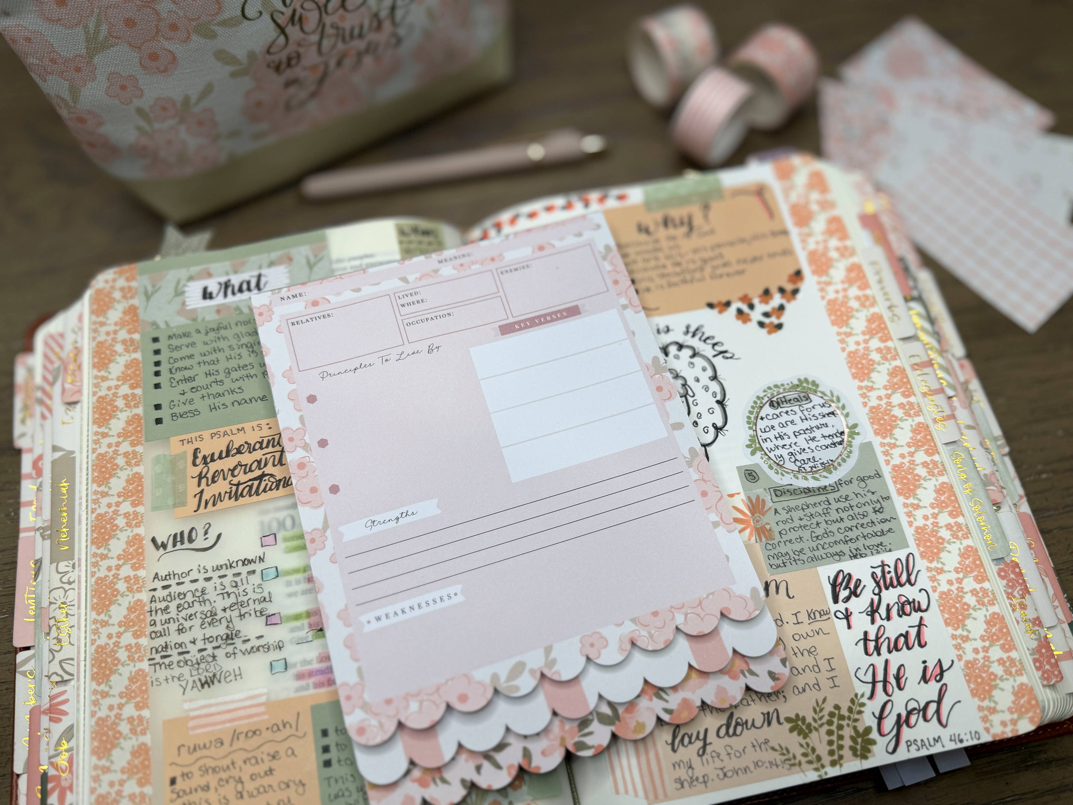 Peach Floral Bible Study Tip-In Notepad