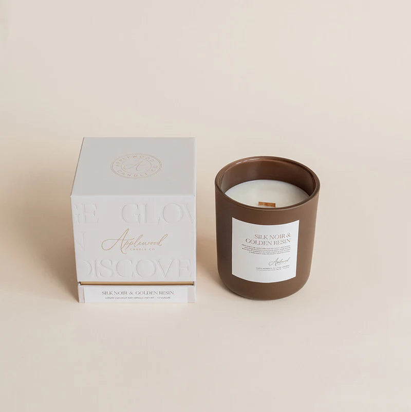 Silk Noir & Golden Resin Luxury Candle