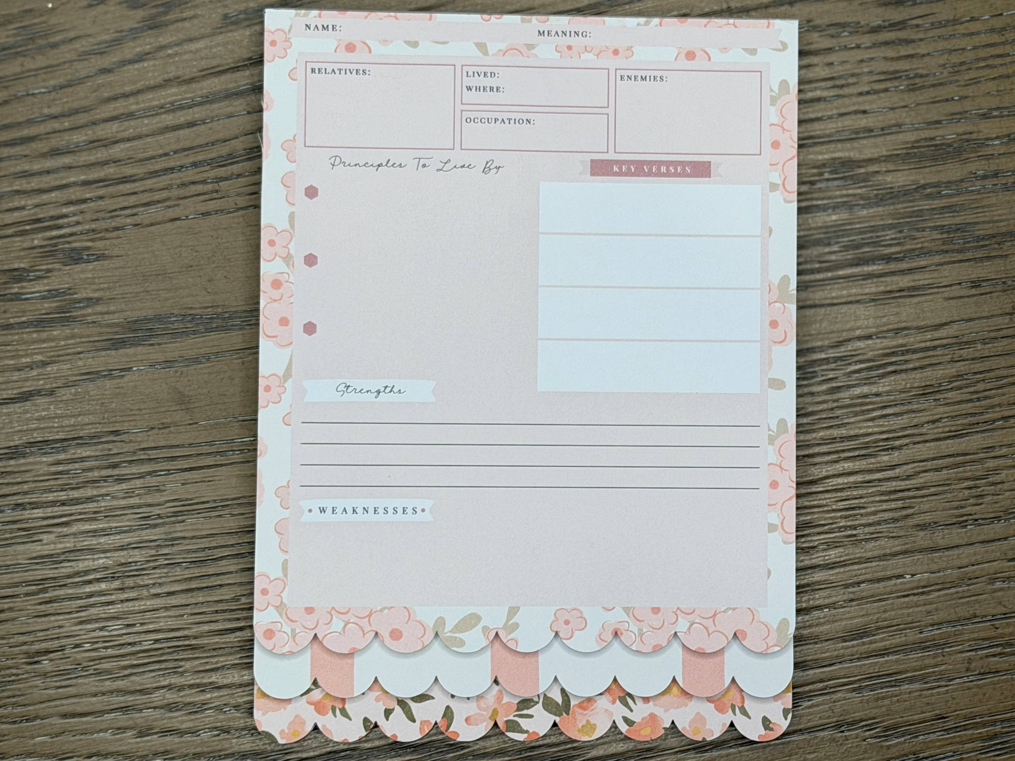 Peach Floral Bible Study Tip-In Notepad