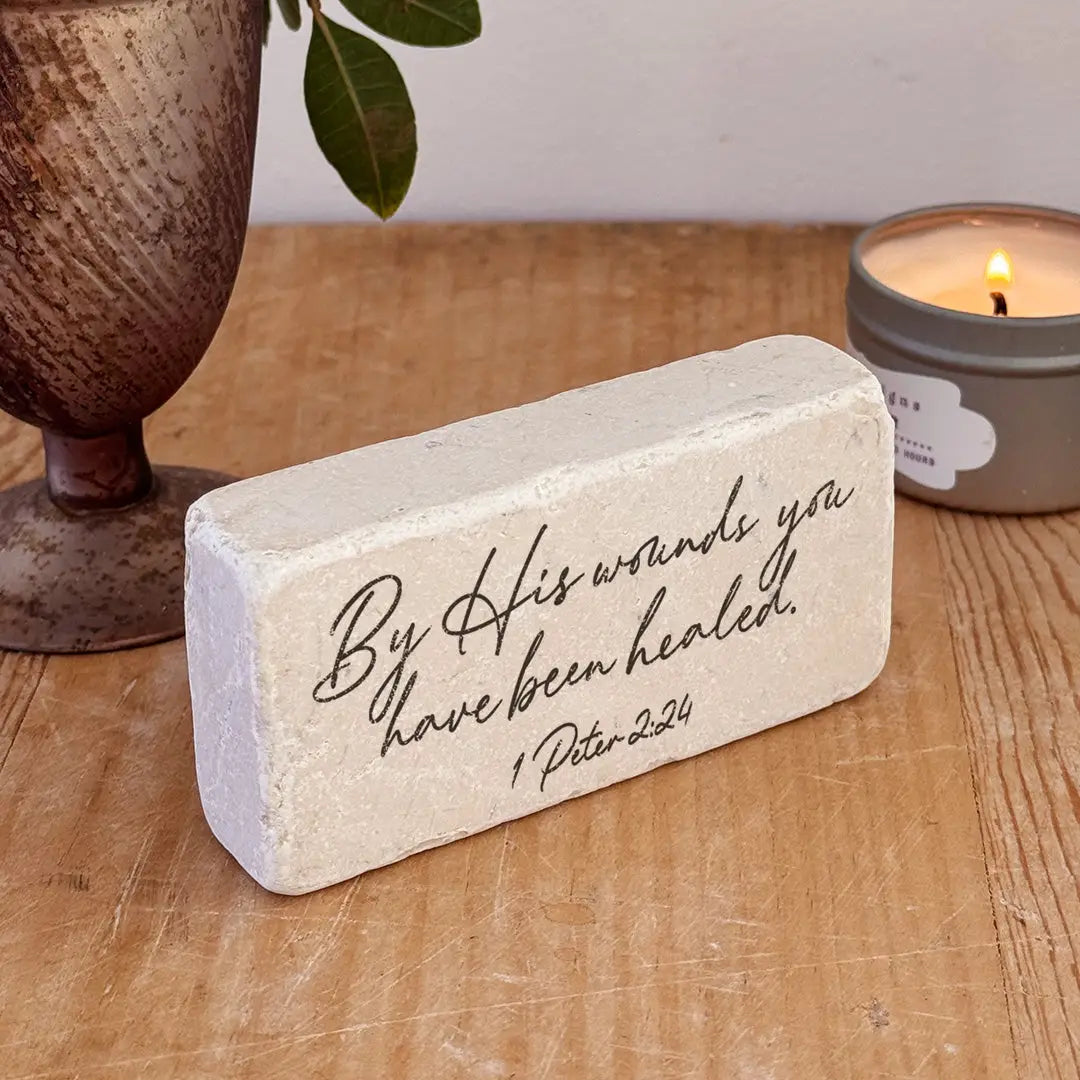 By His Wounds 1 Peter 2:24 Marble Stone - Michigan Southern Charm