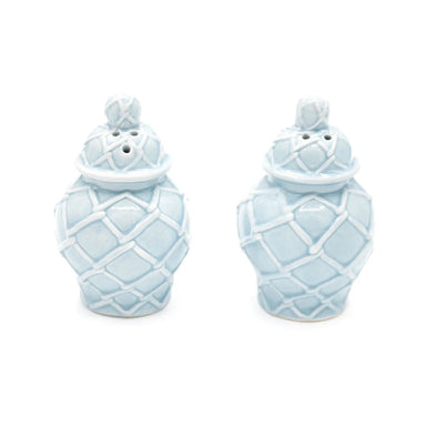 Light Blue Textured Jar Salt & Pepper Shaker Boxed Set - Michigan Southern Charm