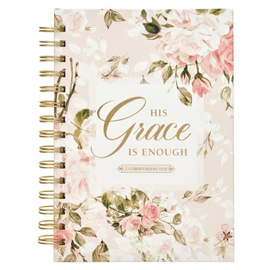 Journal Wirebound Pink Floral His Grace 2 Cor. 12:9 - Michigan Southern Charm