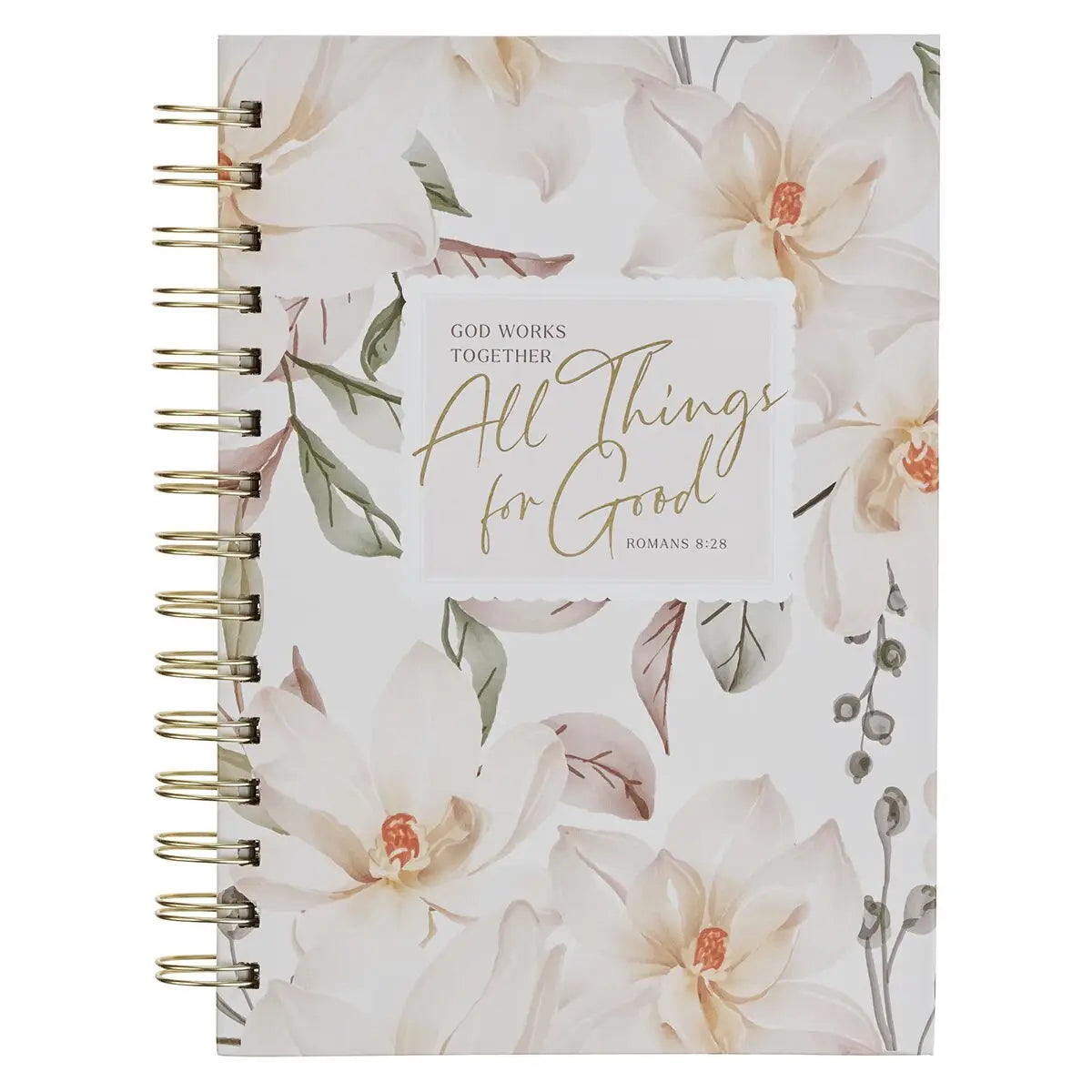 Journal Wirebound White Floral All Things For Good Rom. 8:27 - Michigan Southern Charm