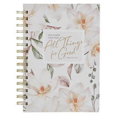Journal Wirebound White Floral All Things For Good Rom. 8:27 - Michigan Southern Charm