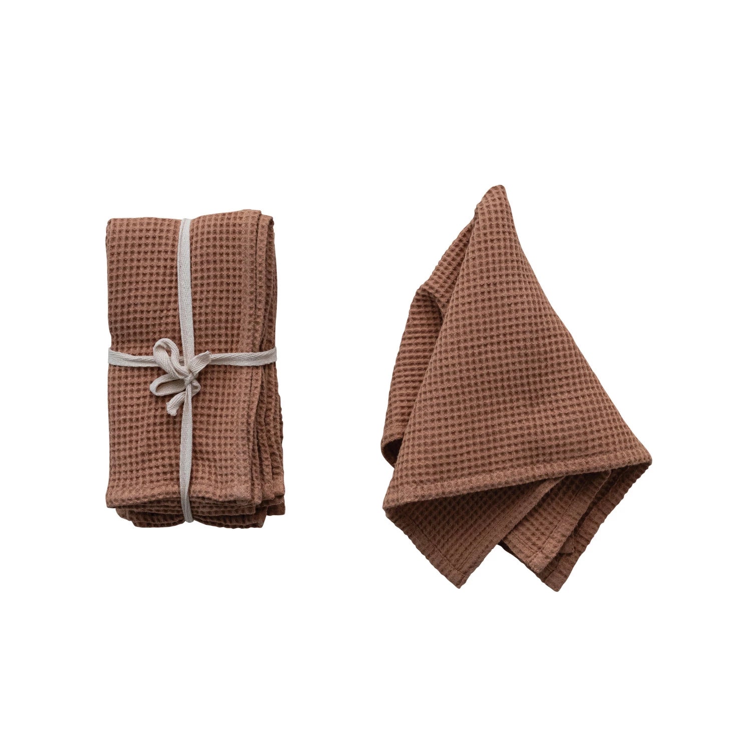 18" Square Woven Linen & Cotton Waffle Napkins, Set of 4