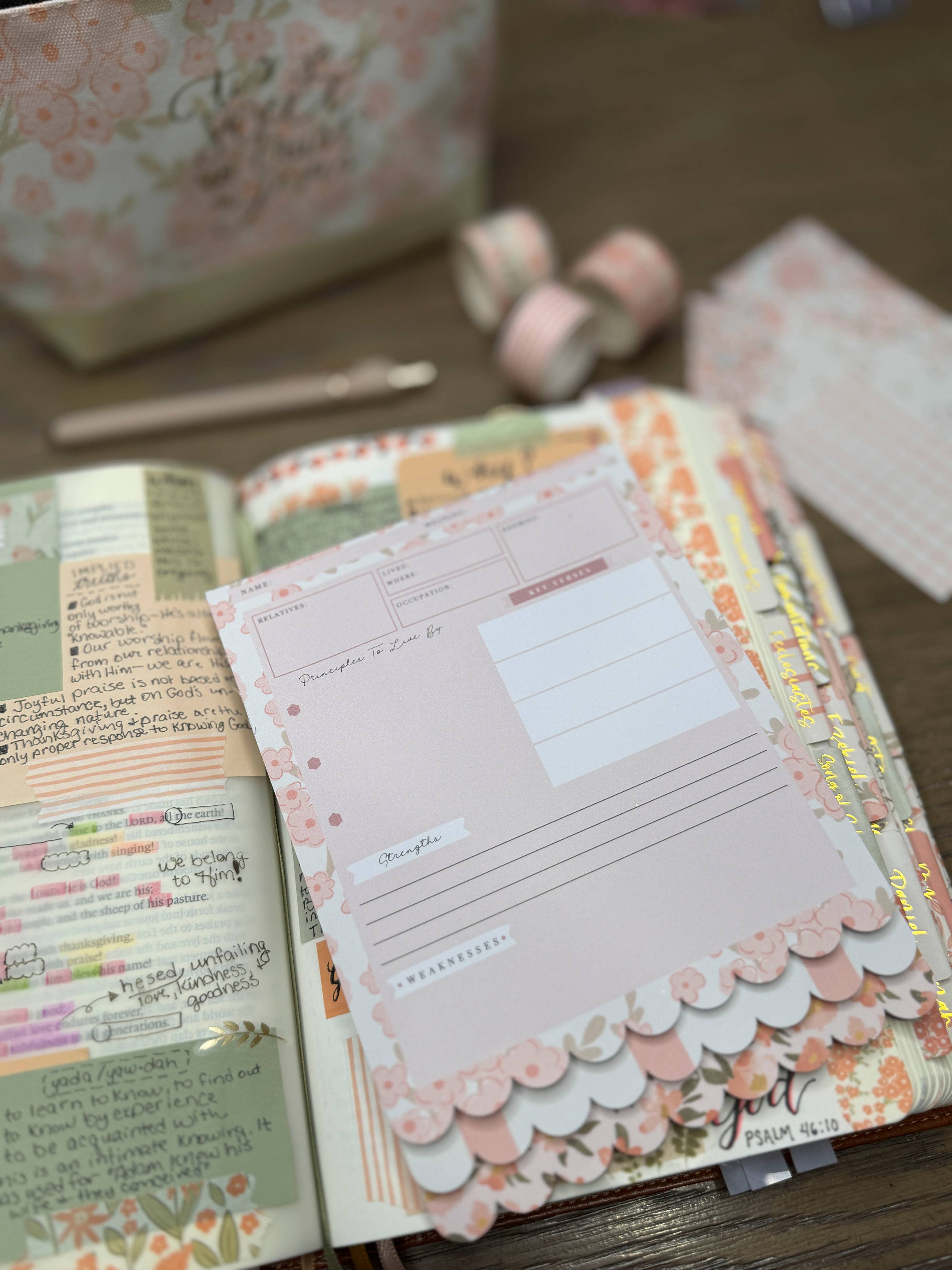 Peach Floral Bible Study Tip-In Notepad