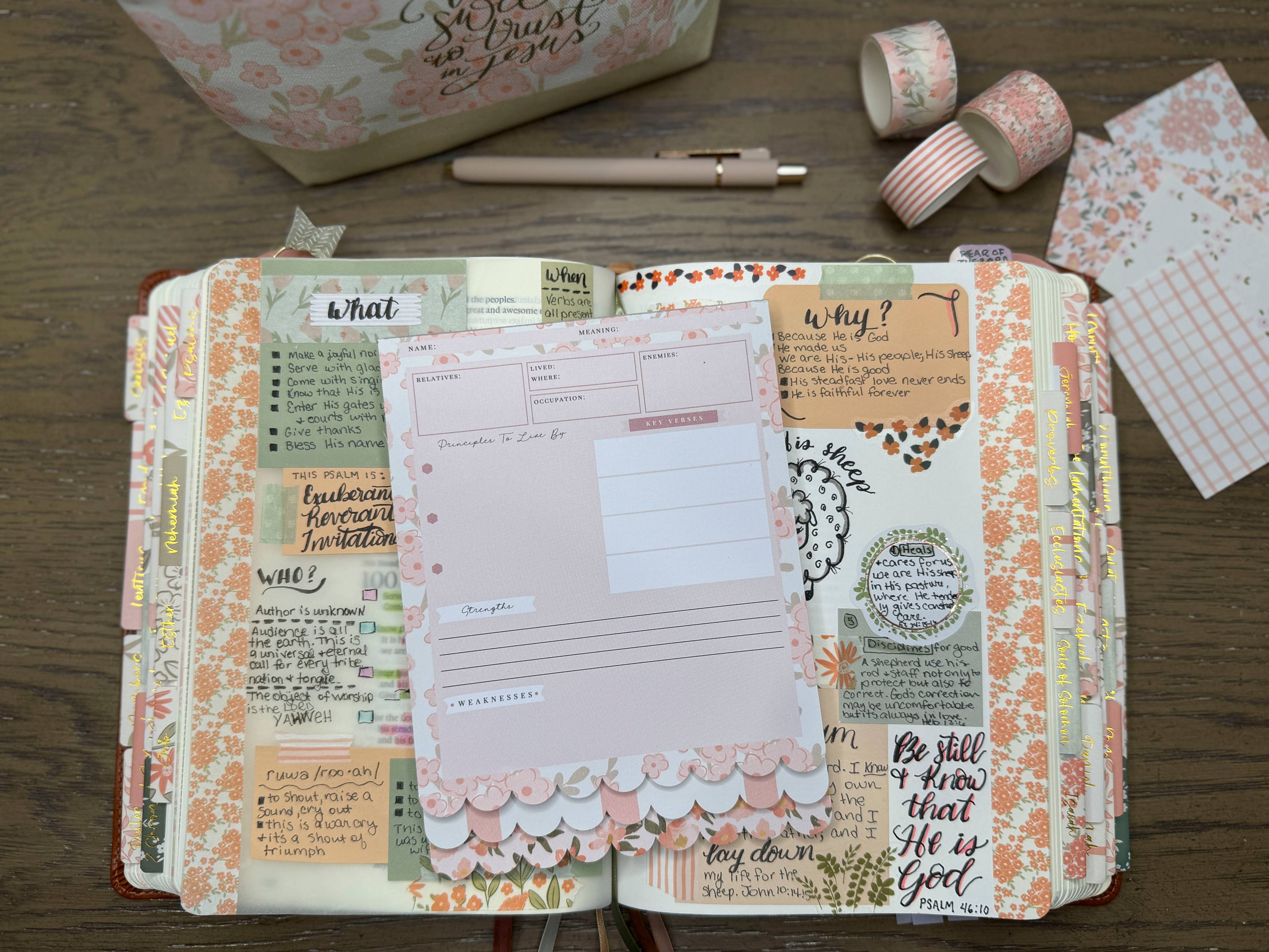 Peach Floral Bible Study Tip-In Notepad