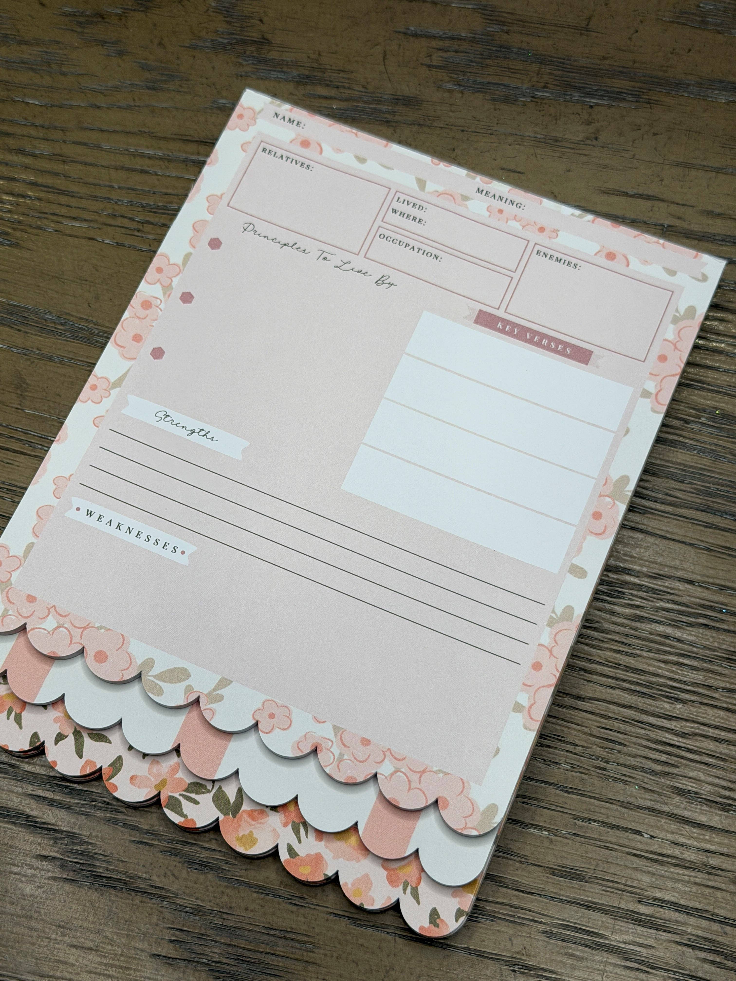 Peach Floral Bible Study Tip-In Notepad