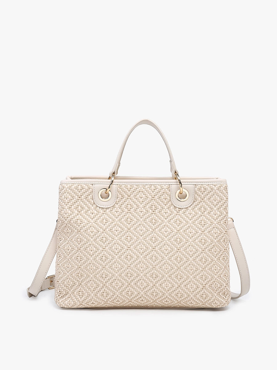 Woven Diamond Tote- Cream