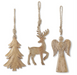 6 Inch Mango Wood Holiday Ornaments w/Jute Hangers - Michigan Southern Charm
