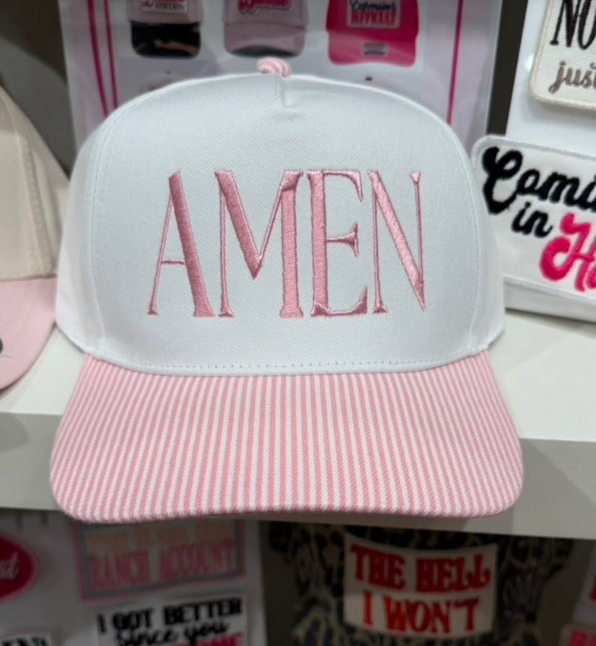 Amen Pink Stripe Hat, XS-XXL
