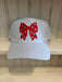 Striped Cap with Embroidered Bow
