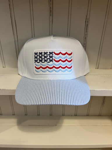Embroidered American Flag Wave Cap