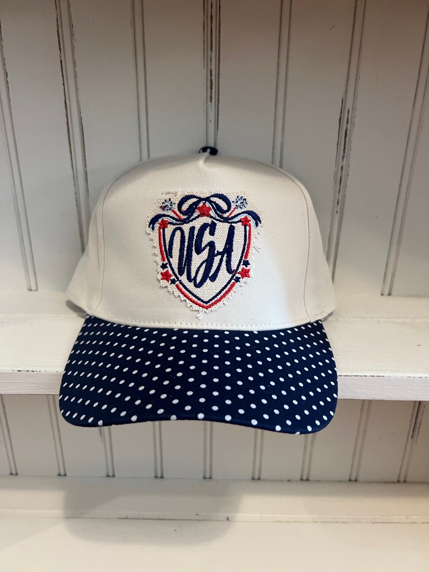 Polka Dot Embroidered USA Cap