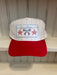 Striped Embroidered Hat, Red and White