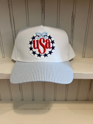 USA Embroidered Hat, White