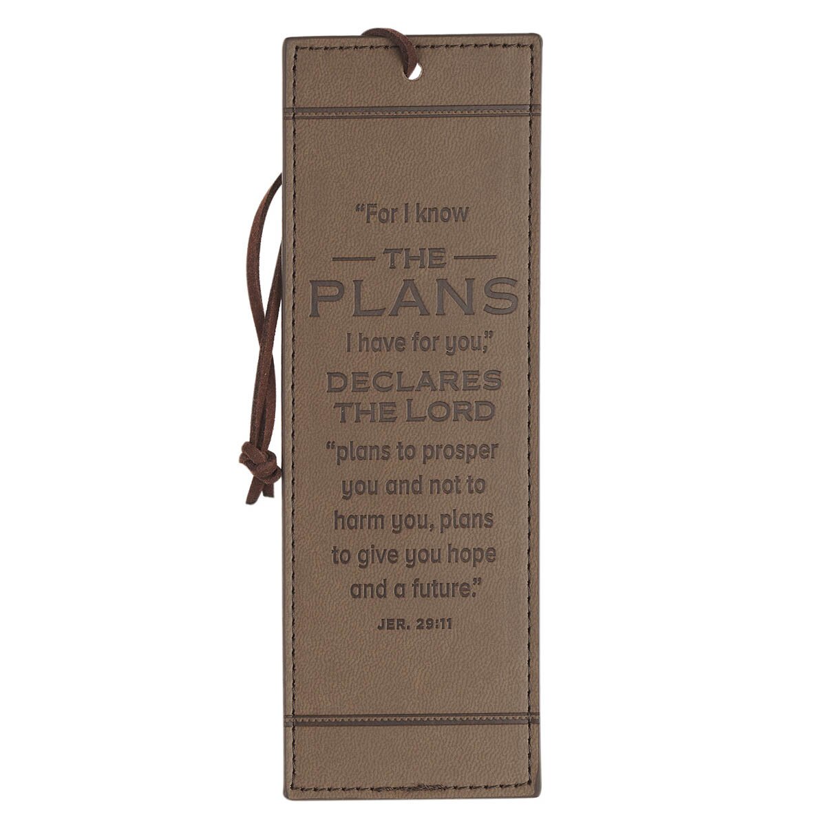 The Plans Cocoa Brown and Taupe Faux Leather Bookmark
