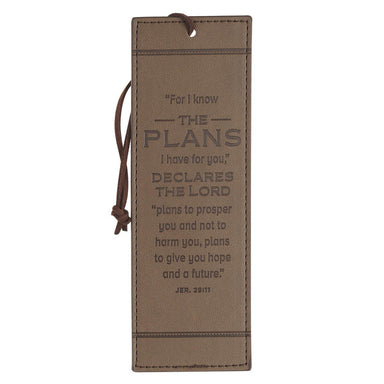 The Plans Cocoa Brown and Taupe Faux Leather Bookmark