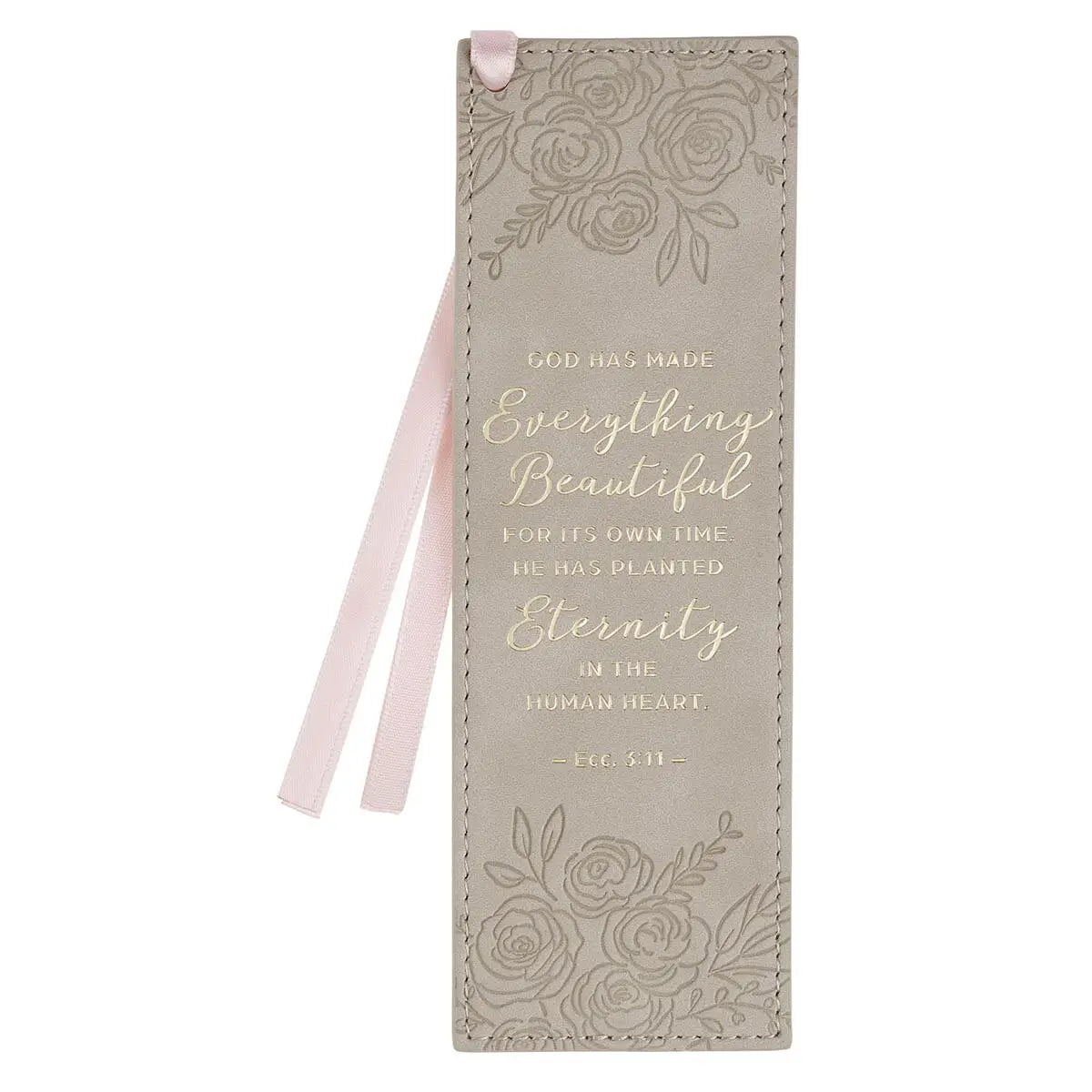 Everything Beautiful Taupe Faux Leather Bookmark