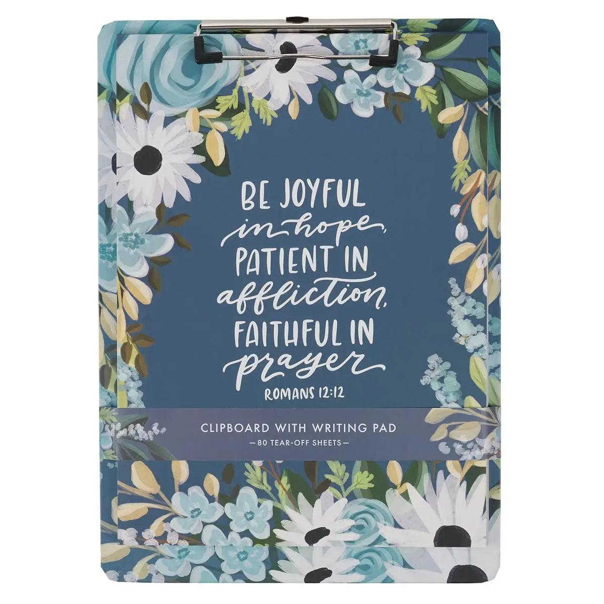 Floral Notepad with Scripture, Blue