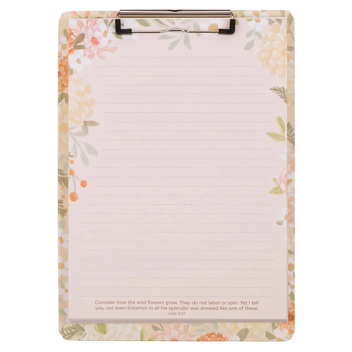 Floral Notepad with Scripture, Peach