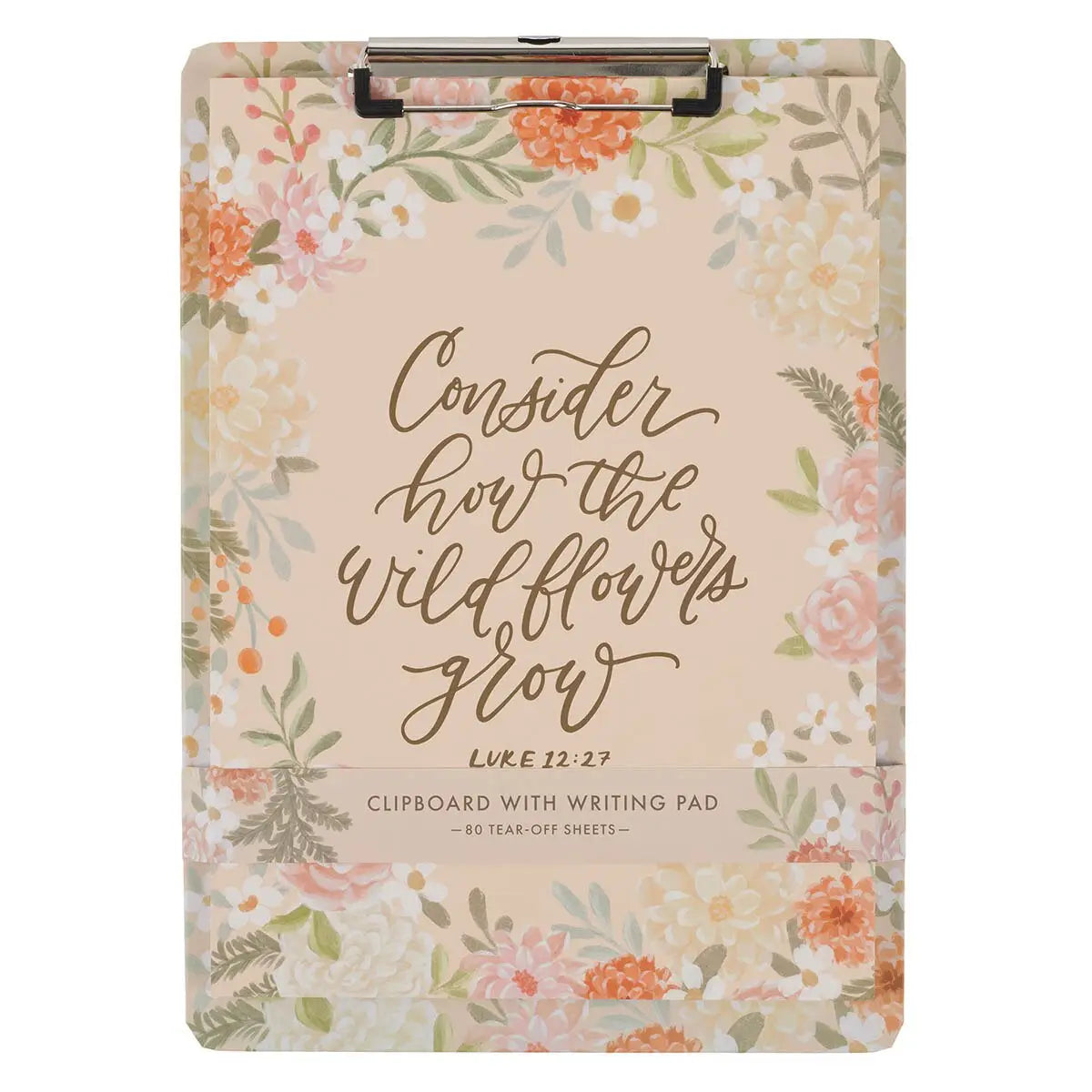 Floral Notepad with Scripture, Peach