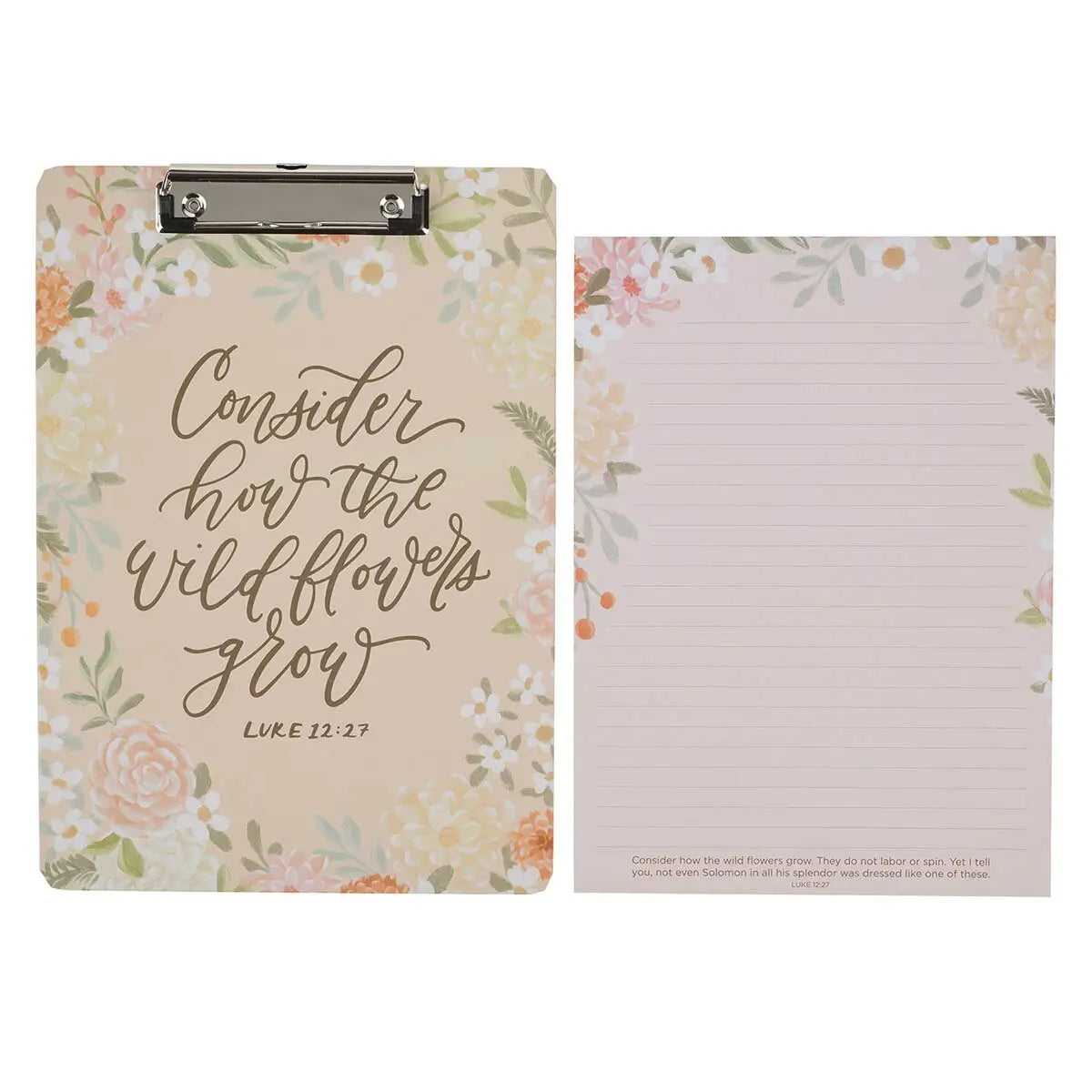 Floral Notepad with Scripture, Peach