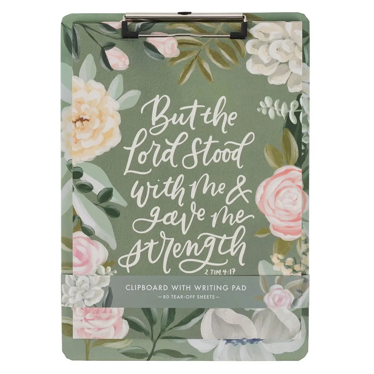 Floral Clipboard and Notepad, Olive Green