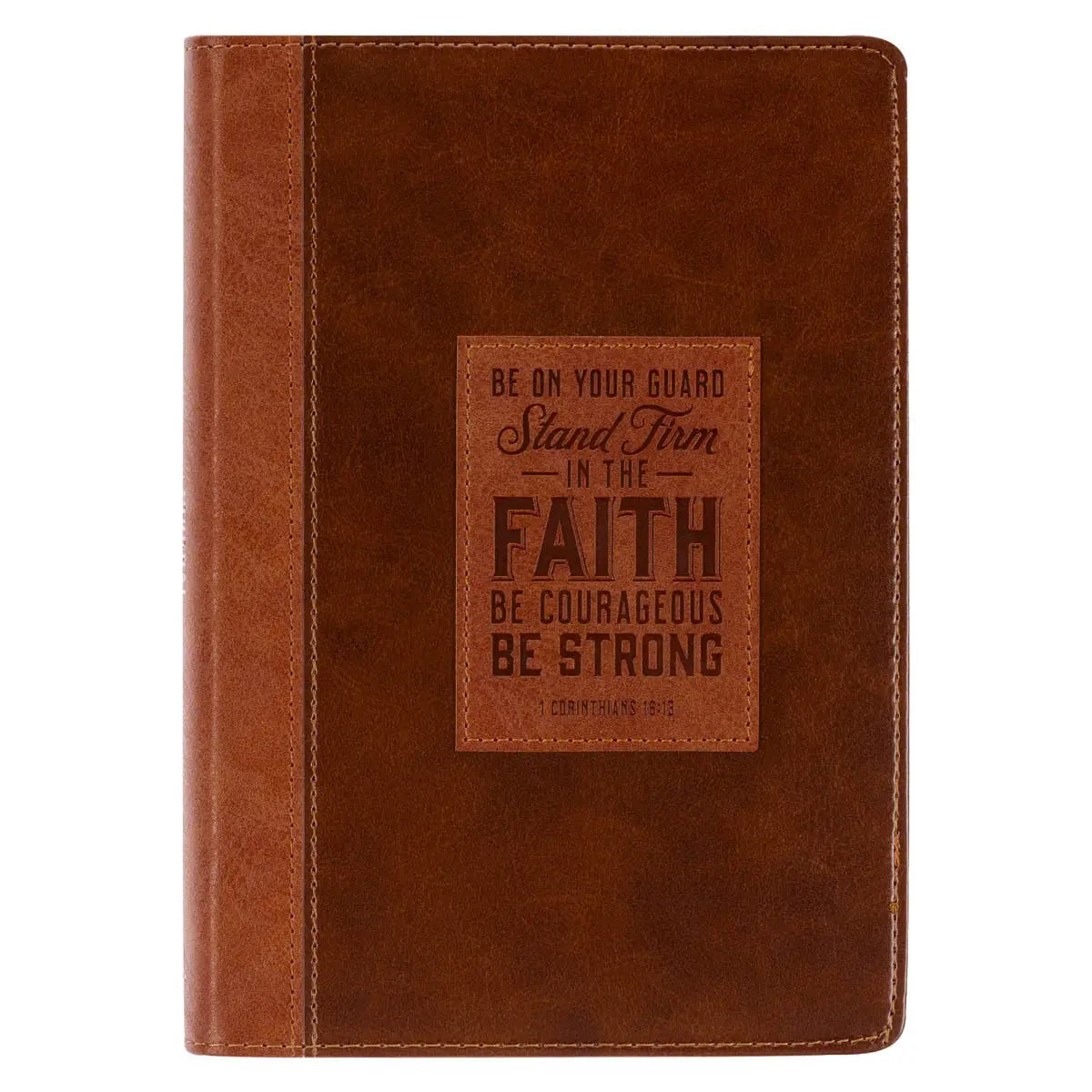 Stand Firm Two-Tone Brown Faux Leather Journal