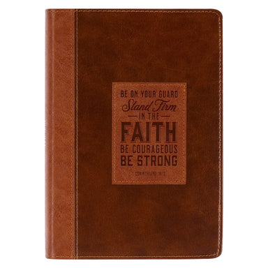 Stand Firm Two-Tone Brown Faux Leather Journal
