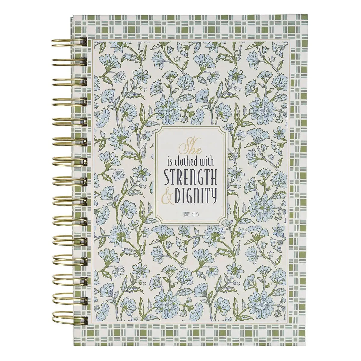 Strength and Dignity Blue Cottage Garden Spiral Journal