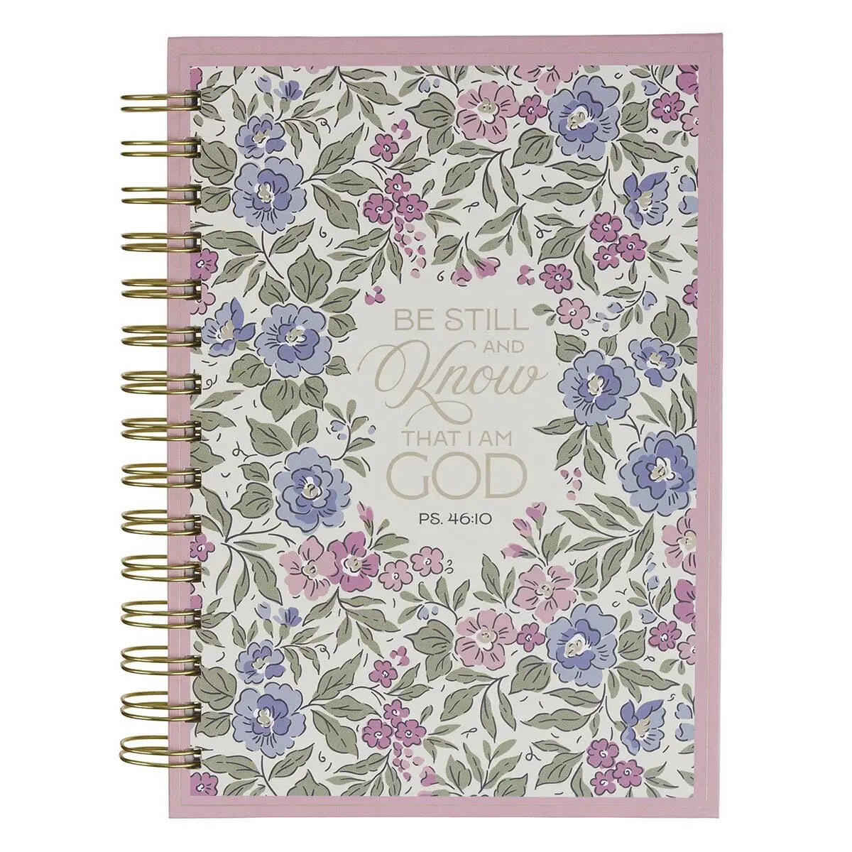 Be Still and Know Purple Floral Spiral Journal