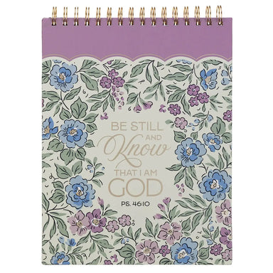 Be Still and Know Purple Floral Spiral Notepad