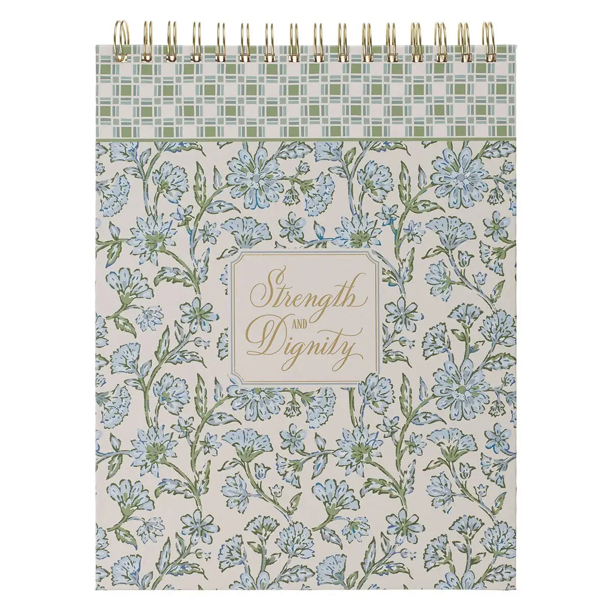 Strength and Dignity Spiral Notepad, Blue Floral