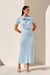 Bow Detailed Short Sleeve Sweater Dress, Light Blue