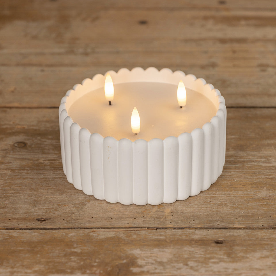 White Cement 3D Flame Candle