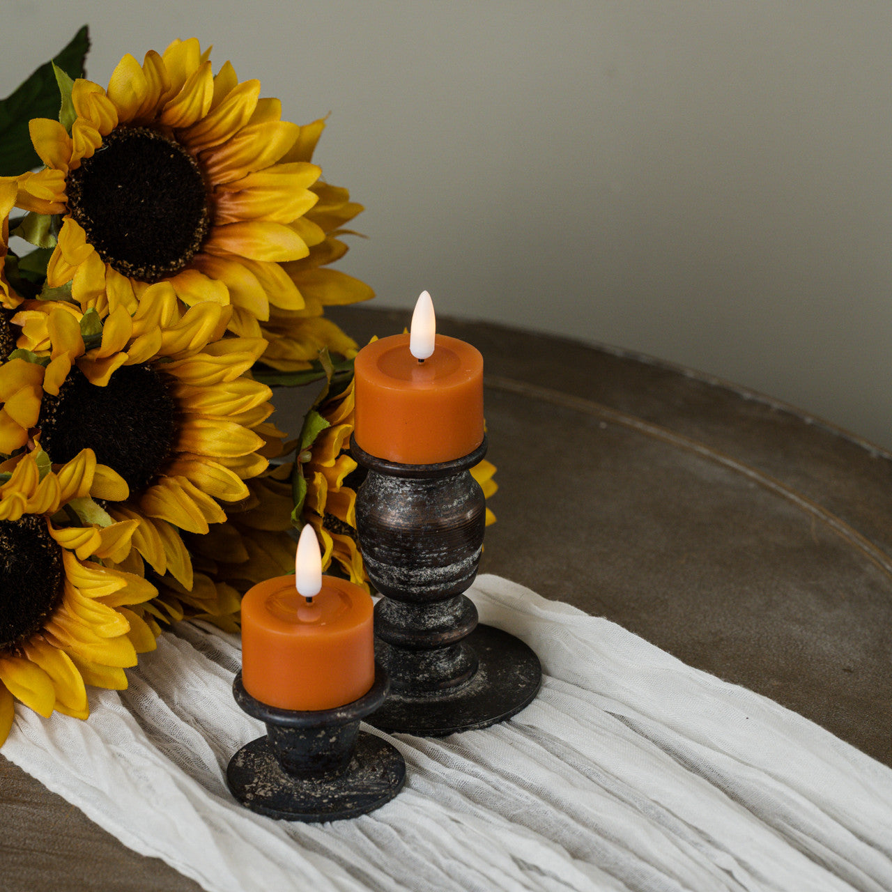 3D Flame Orange Tealight Candles, Set of 2
