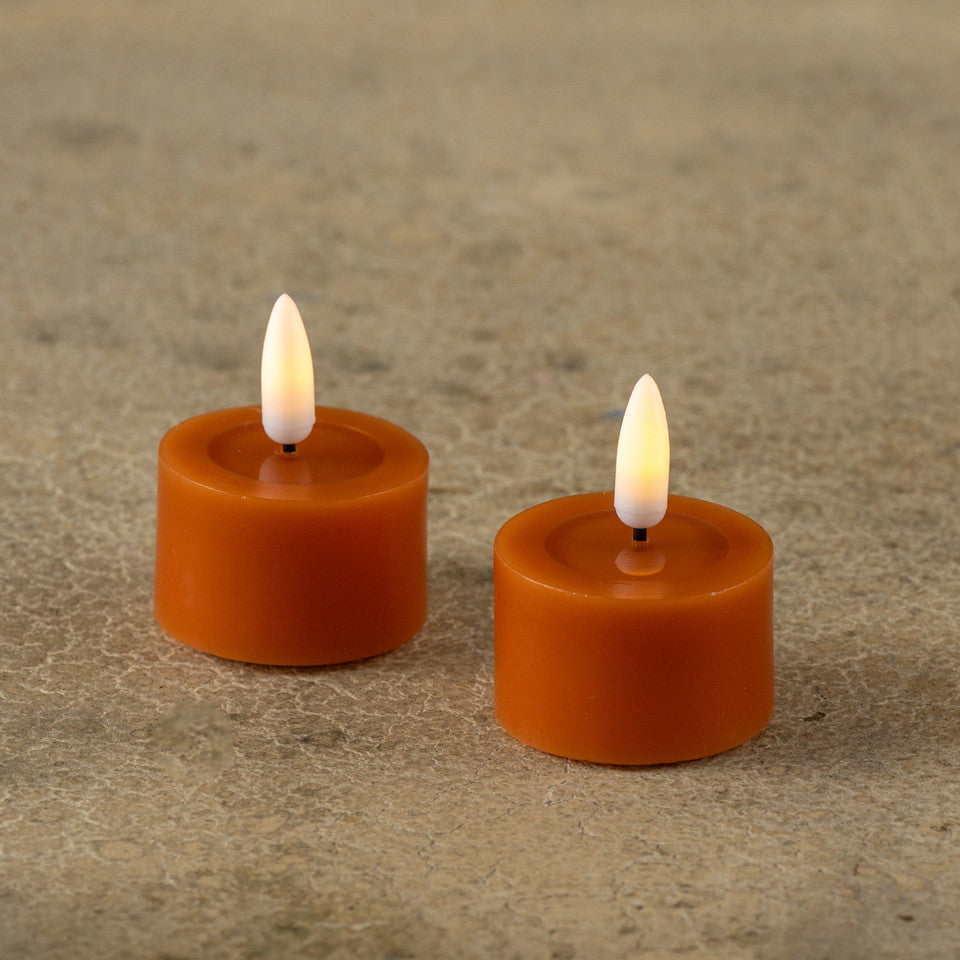3D Flame Orange Tealight Candles, Set of 2