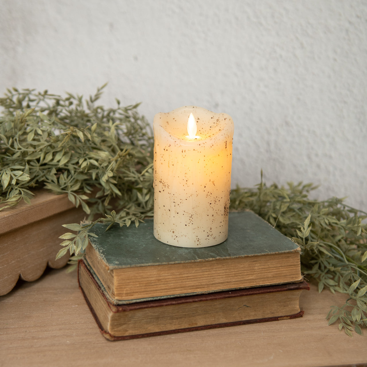Moving Flame Cream Pillar Candle
