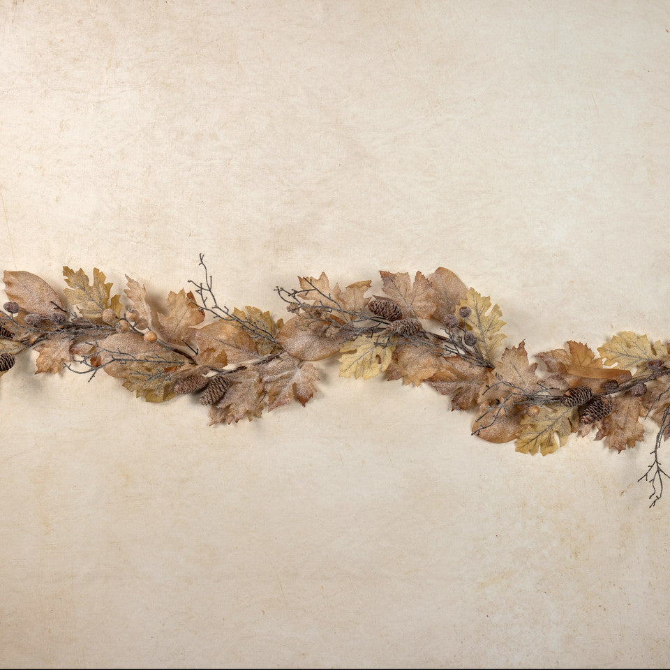 Frosted Woodland Leaf Garland, 6'