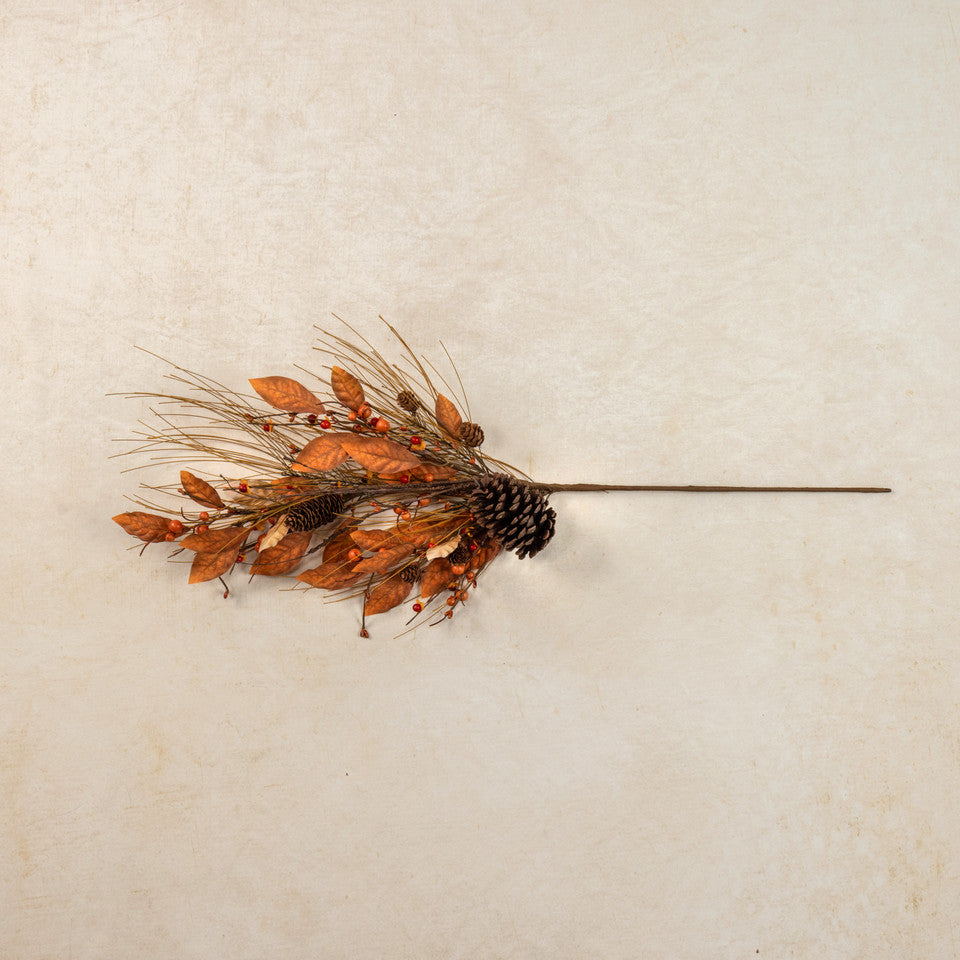 33.5" Orange Pine Spray with Pinecone