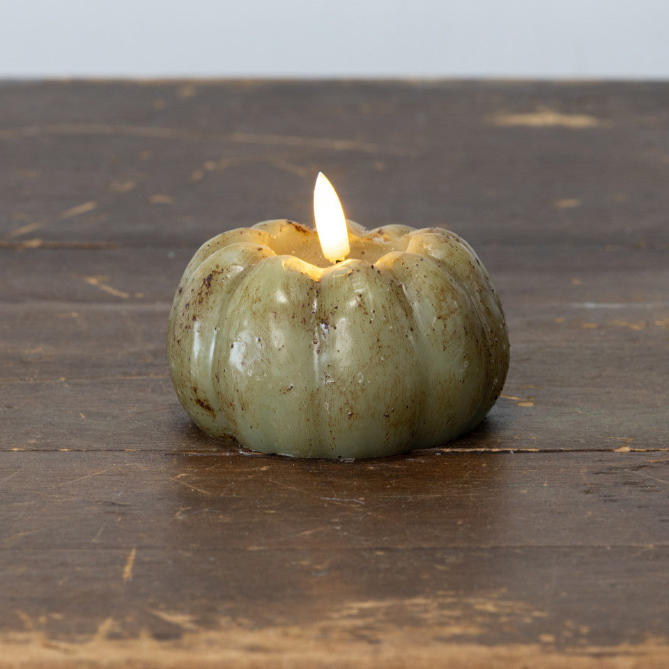 3D Flame Green Pumpkin Candle
